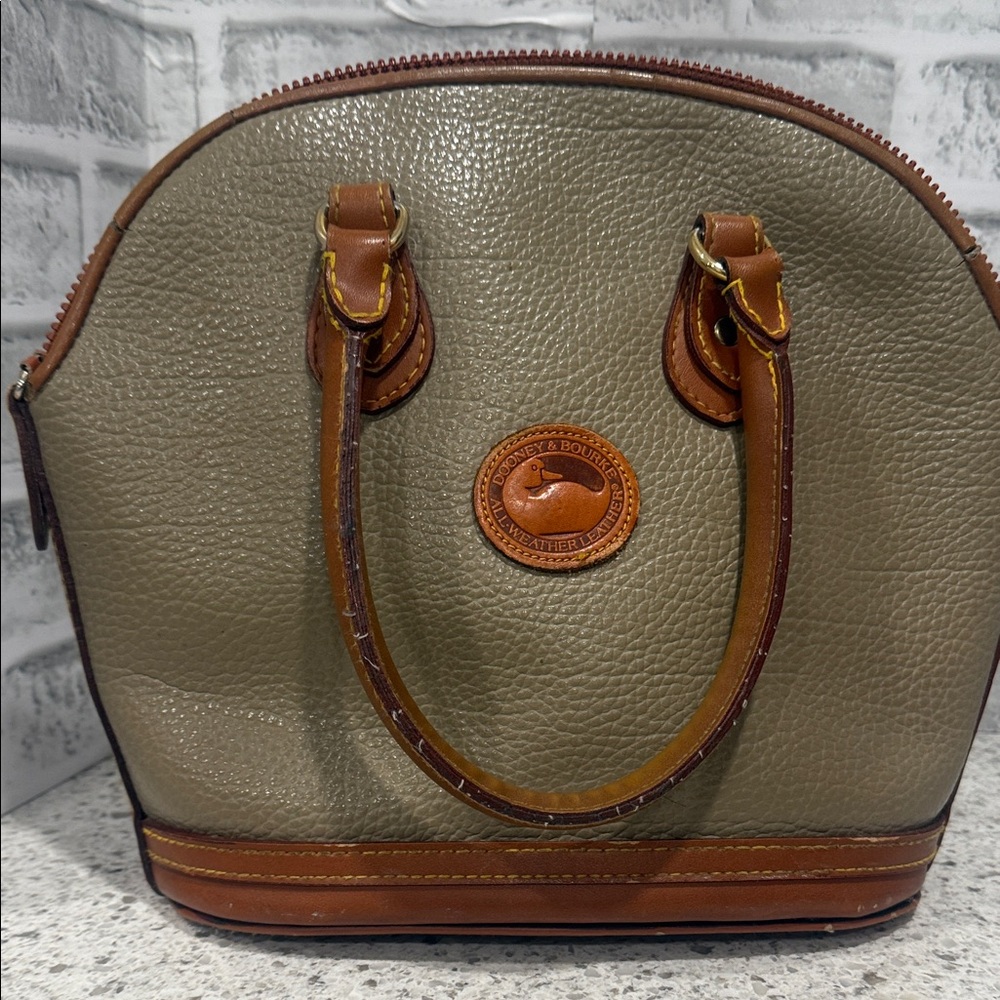 Vintage Dooney & Bourke All-Weather Leather Norfolk Satchel in Taupe - Picture 5 of 11